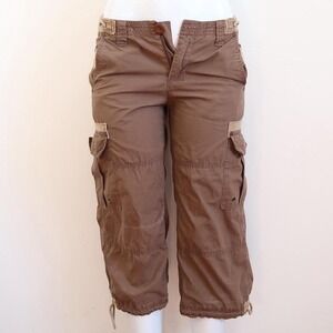 y2k brown cargo capri pants low rise utility streetwear